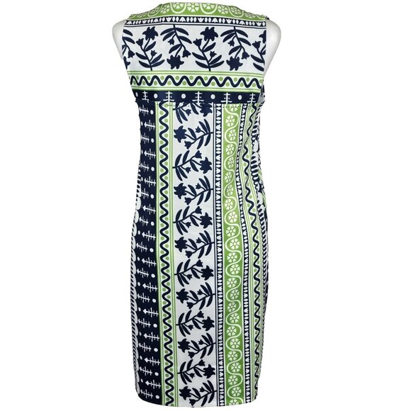 Gretchen Scott Two Timer V Neck Sleeveless Sheath Dress Sz Small Navy And Green - Picture 3 of 7